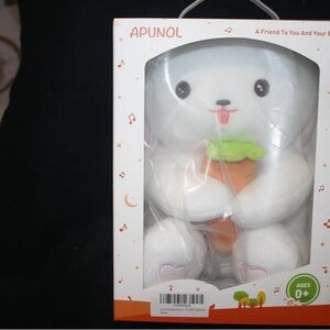 White Plush Bunny Baby Sleep Soother Bunny Toy with Carrot Baby Shower Gift